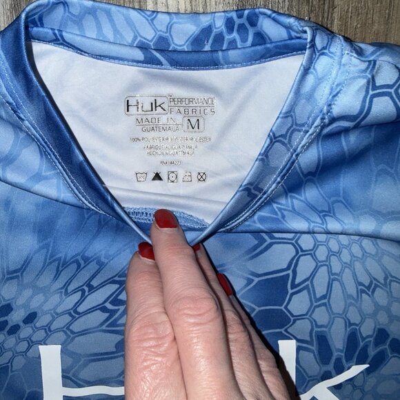 Huk Kryptek Icon Performance Fishing Shirt Men M Blue Camouflage Short Sleeve - Picture 3 of 4